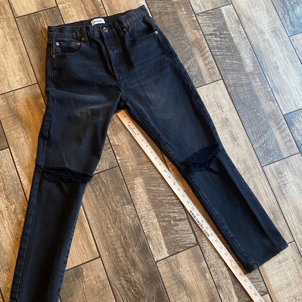 Pistola black high-rise jeans feature knee distressing - Picture 8 of 10